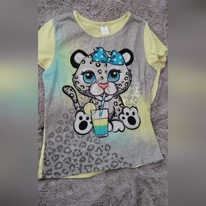 Kids Leopard Graphic Tee - Yellow and Gray